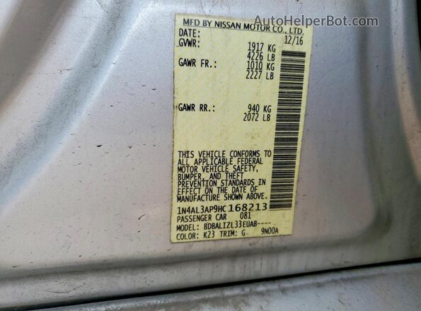 1N4AL3AP9HC168213 2017 NISSAN ALTIMA Silver Widok komory silnika