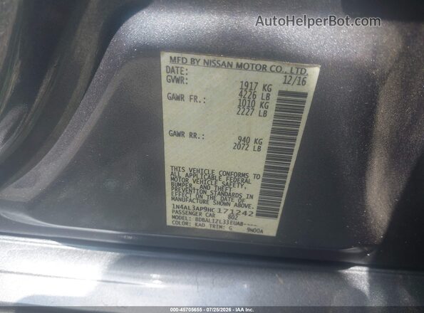 1N4AL3AP9HC171242 2017 NISSAN ALTIMA Серый Вид подкапотного пространства