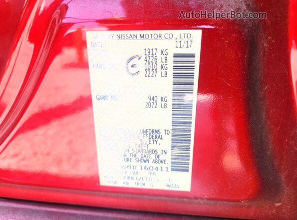 1N4AL3AP9JC160411 2018 NISSAN ALTIMA Red VIN sticker view