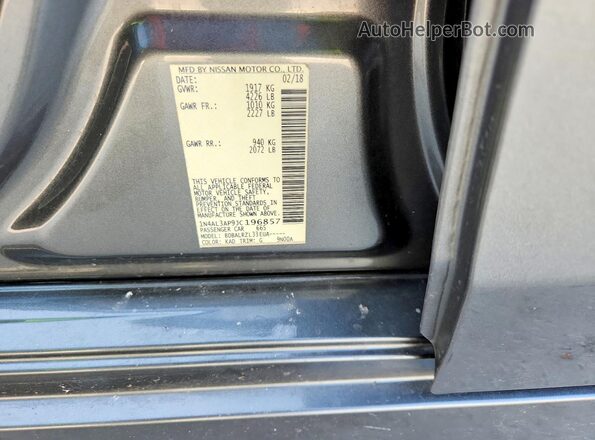 1N4AL3AP9JC196857 2018 NISSAN ALTIMA Gray Вид підкапотного простору