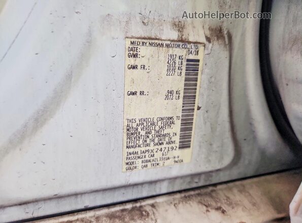 1N4AL3AP9JC247192 2018 NISSAN ALTIMA White Vista del compartimento del motor