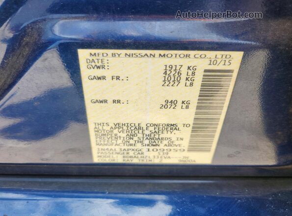 1N4AL3APXGC109959 2016 NISSAN ALTIMA Blue Вид наклейки з VIN-кодом