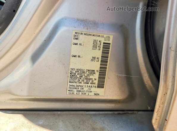 1N4AL3APXGC134876 2016 NISSAN ALTIMA Серебряный Вид подкапотного пространства