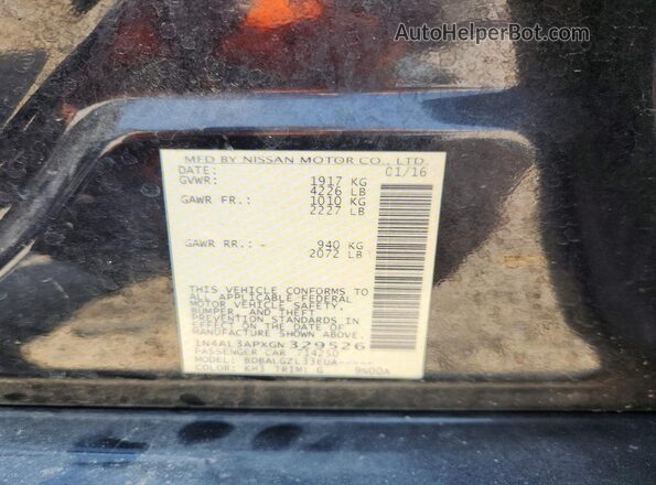 1N4AL3APXGN329526 2016 NISSAN ALTIMA Black Widok komory silnika