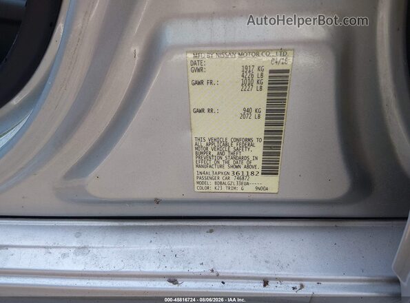 1N4AL3APXGN361182 2016 NISSAN ALTIMA Silver ძრავის განყოფილების ხედი
