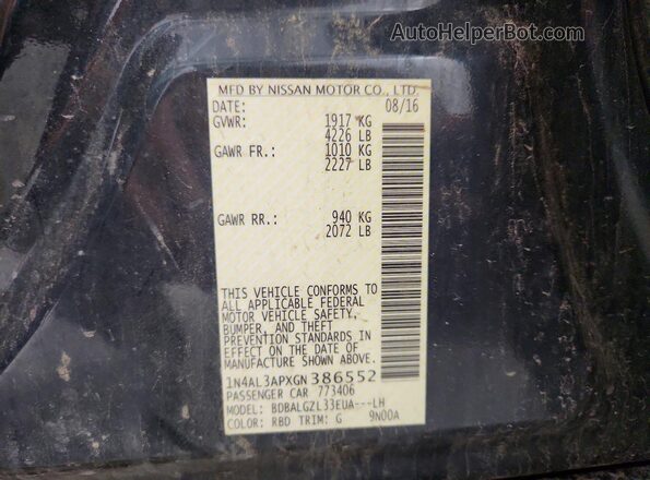 1N4AL3APXGN386552 2016 NISSAN ALTIMA Gray Vista del compartimento del motor