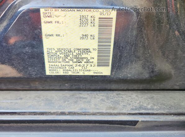 1N4AL3APXHC262732 2017 NISSAN ALTIMA Gray ძრავის განყოფილების ხედი