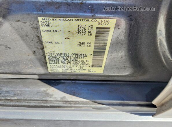 1N4AL3APXHC273603 2017 NISSAN ALTIMA Gray Engine compartment view