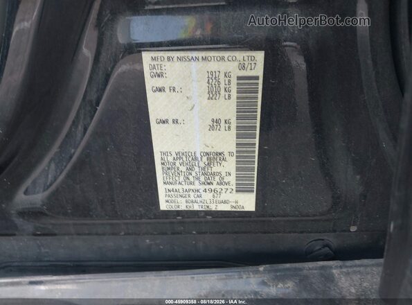 1N4AL3APXHC496272 2017 NISSAN ALTIMA Black Widok komory silnika
