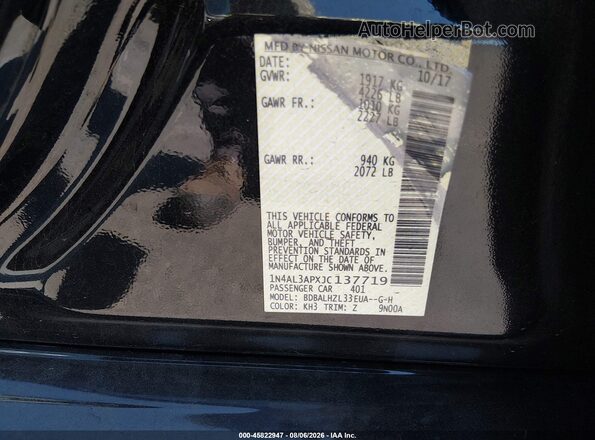 1N4AL3APXJC137719 2018 NISSAN ALTIMA Черный Вид подкапотного пространства