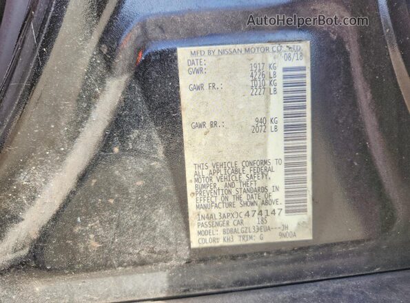 1N4AL3APXJC474147 2018 NISSAN ALTIMA Black Engine compartment view