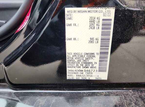 1N4AL4CV0NN346723 2022 NISSAN ALTIMA Black Vista del compartimento del motor