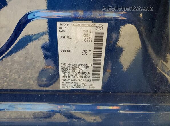 1N4AZ1BV0SC564165 2025 NISSAN LEAF Blue Widok naklejki z numerem VIN