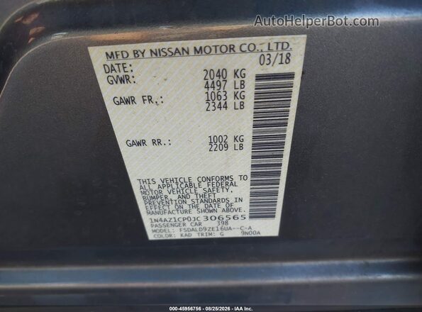 1N4AZ1CP0JC306565 2018 NISSAN LEAF Gray Vista del compartimento del motor