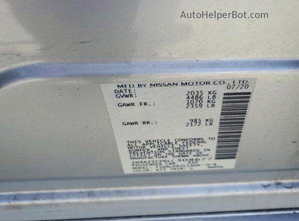 1N4AZ1CP6LC308677 2020 NISSAN LEAF Silver Շարժիչի բաժամունքի տեսք
