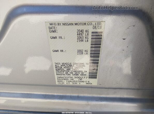 1N4AZ1CP7KC300277 2019 NISSAN LEAF Серый Вид подкапотного пространства