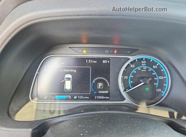 1N4AZ1CP8KC321607 2019 NISSAN LEAF White Widok zestawu wskaźników
