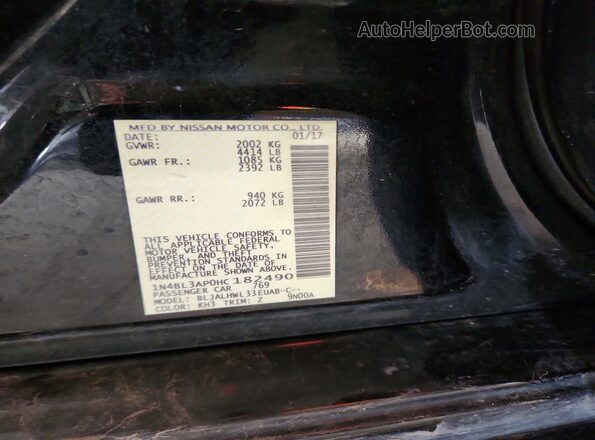 1N4BL3AP0HC182490 2017 NISSAN ALTIMA Black Engine compartment view
