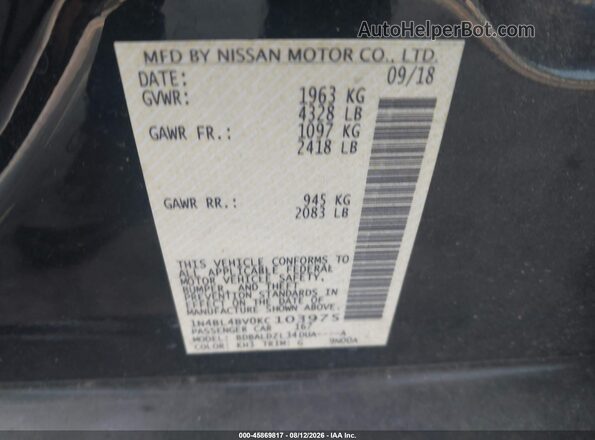 1N4BL4BV0KC103975 2019 NISSAN ALTIMA Black Вид підкапотного простору