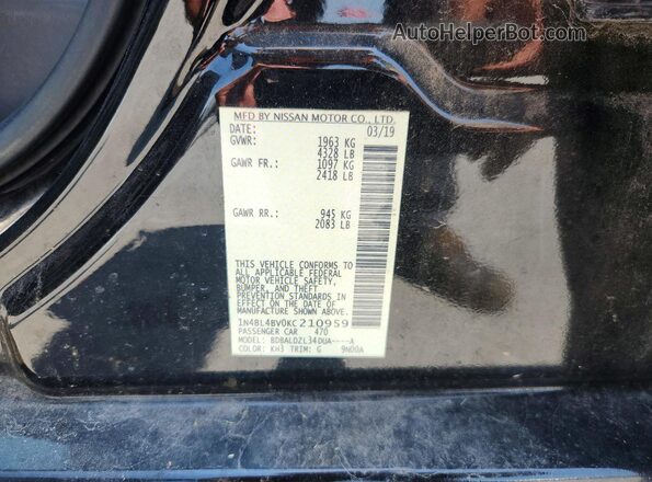 1N4BL4BV0KC210959 2019 NISSAN ALTIMA Black Engine compartment view