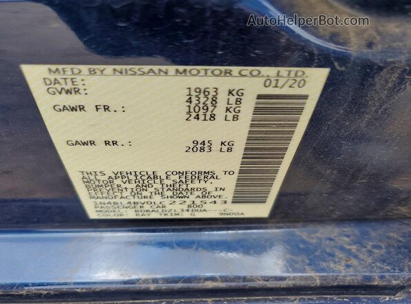 1N4BL4BV0LC221543 2020 NISSAN ALTIMA Blue Vista del compartimento del motor