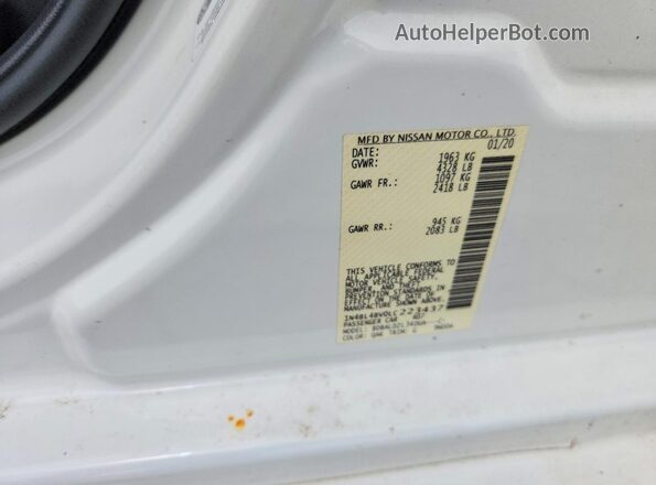 1N4BL4BV0LC223437 2020 NISSAN ALTIMA White Engine compartment view