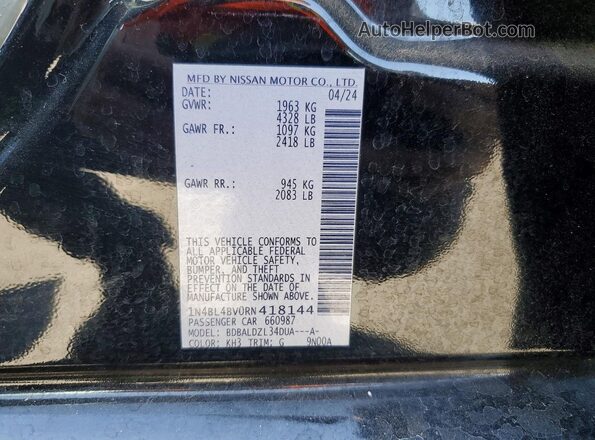 1N4BL4BV0RN418144 2024 NISSAN ALTIMA Black Вид підкапотного простору
