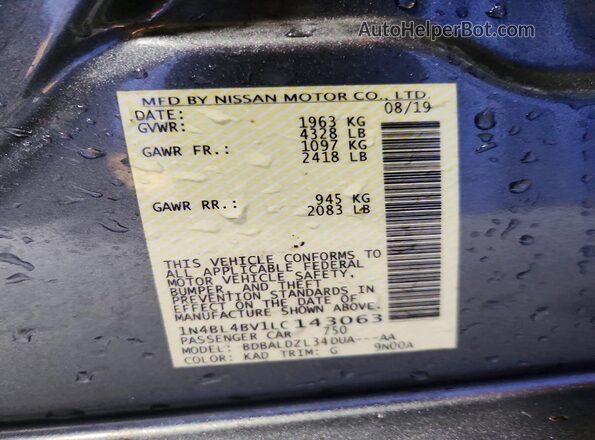 1N4BL4BV1LC143063 2020 NISSAN ALTIMA Gray Engine compartment view
