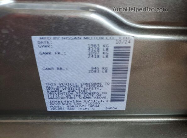 1N4BL4BV1SN329561 2025 NISSAN ALTIMA Gray Engine compartment view