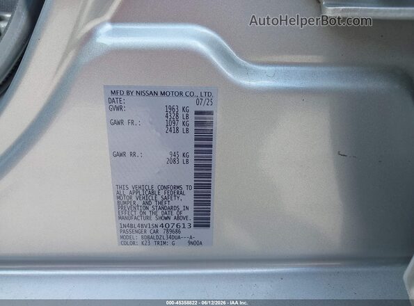 1N4BL4BV1SN407613 2025 NISSAN ALTIMA Серебряный Вид подкапотного пространства