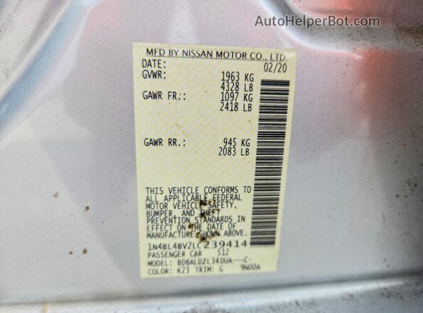 1N4BL4BV2LC239414 2020 NISSAN ALTIMA Серебряный Вид подкапотного пространства