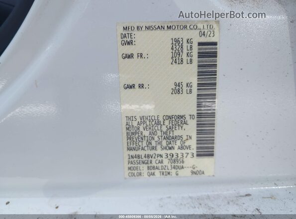 1N4BL4BV2PN393373 2023 NISSAN ALTIMA White Widok komory silnika