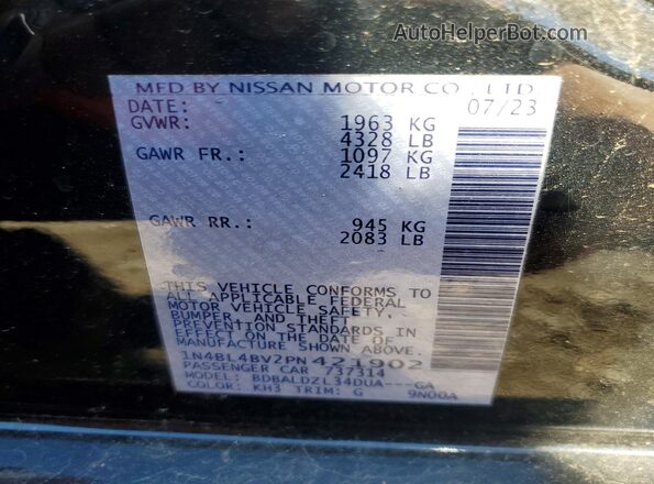 1N4BL4BV2PN421902 2023 NISSAN ALTIMA Black Widok komory silnika