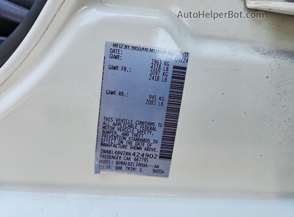 1N4BL4BV2RN424902 2024 NISSAN ALTIMA White Vista del compartimento del motor
