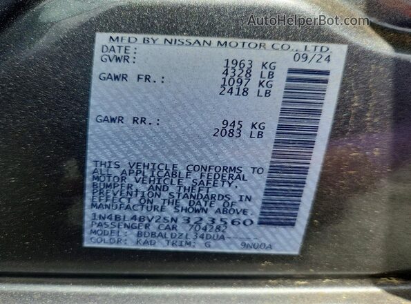 1N4BL4BV2SN323560 2025 NISSAN ALTIMA Gray Widok komory silnika