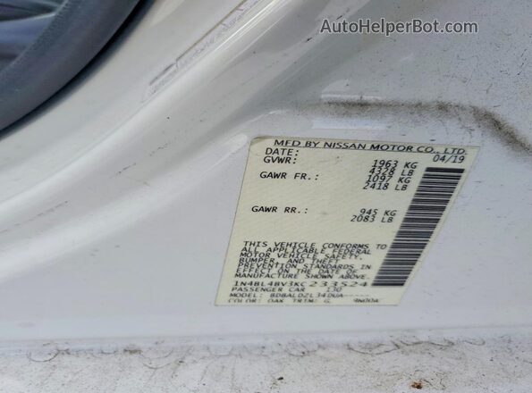 1N4BL4BV3KC233524 2019 NISSAN ALTIMA White Engine compartment view