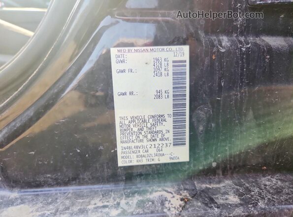 1N4BL4BV3LC212237 2020 NISSAN ALTIMA Black Вид підкапотного простору