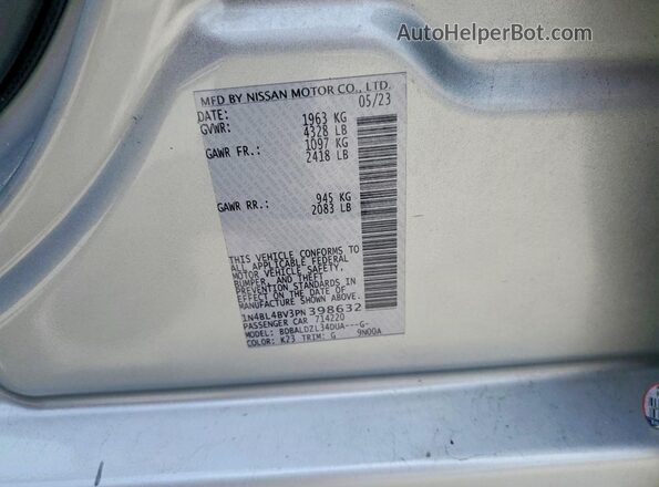 1N4BL4BV3PN398632 2023 NISSAN ALTIMA Серый Вид подкапотного пространства