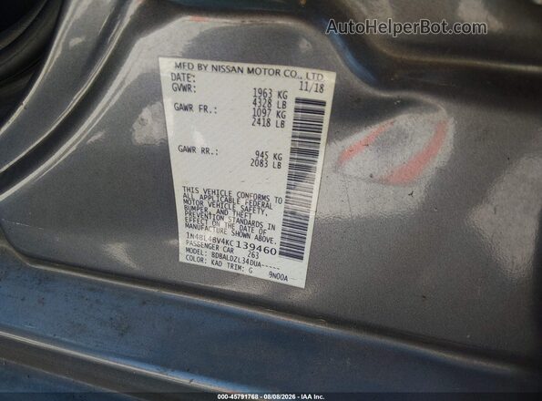1N4BL4BV4KC139460 2019 NISSAN ALTIMA Gray Vista del compartimento del motor