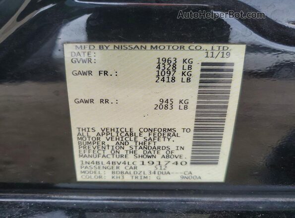 1N4BL4BV4LC191740 2020 NISSAN ALTIMA White Շարժիչի բաժամունքի տեսք