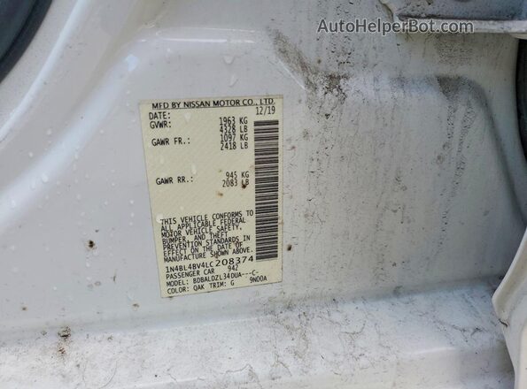 1N4BL4BV4LC208374 2020 NISSAN ALTIMA White Engine compartment view