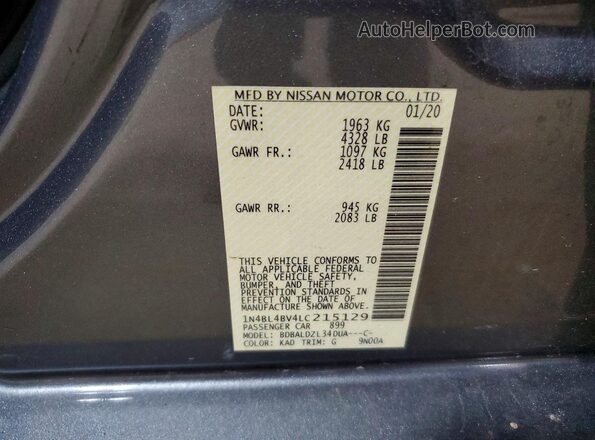 1N4BL4BV4LC215129 2020 NISSAN ALTIMA Серый Вид подкапотного пространства