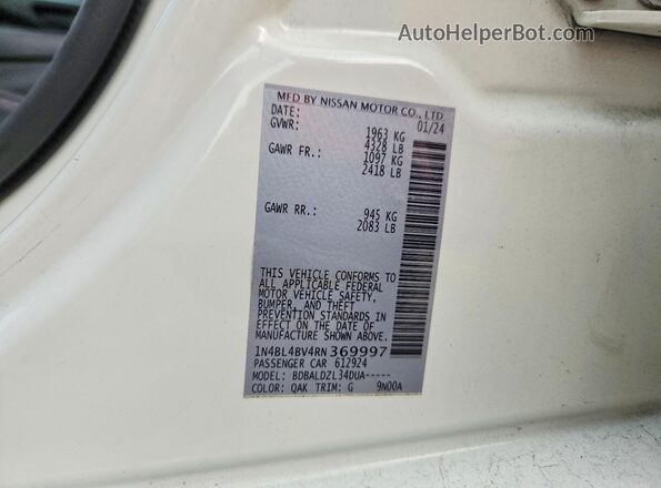 1N4BL4BV4RN369997 2024 NISSAN ALTIMA White Engine compartment view