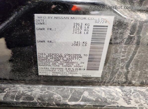 1N4BL4BV4RN385889 2024 NISSAN ALTIMA Black Widok komory silnika