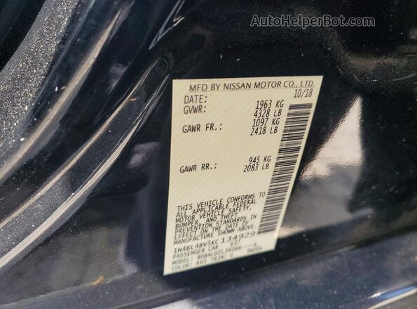1N4BL4BV5KC134929 2019 NISSAN ALTIMA Gray VIN კოდის სტიკერის ხედი