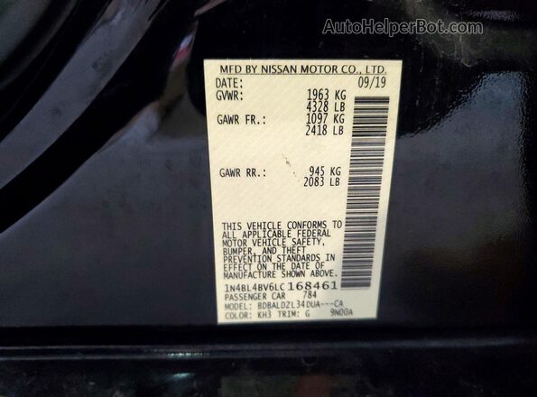 1N4BL4BV6LC168461 2020 NISSAN ALTIMA Black Engine compartment view