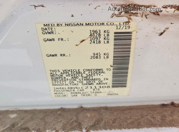 1N4BL4BV6LC211308 2020 NISSAN ALTIMA White Widok komory silnika