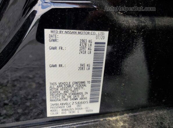 1N4BL4BV6LC256605 2020 NISSAN ALTIMA Черный Вид подкапотного пространства