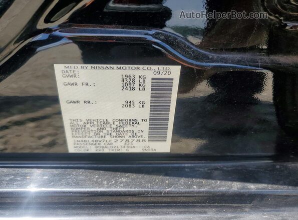 1N4BL4BV7LC278788 2020 NISSAN ALTIMA Black Вид підкапотного простору