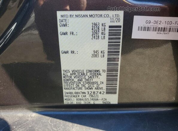 1N4BL4BV7MN328742 2021 NISSAN ALTIMA Gray Widok komory silnika